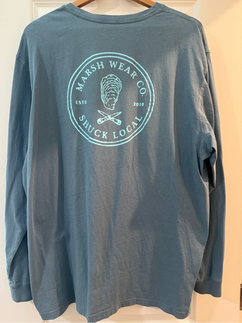 Long Sleeve Pocket Tee in Dusty Blue - Picture 2 of 2